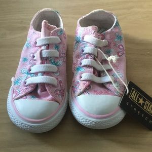 Girls toddler size 7 pink w/ flowers Converse